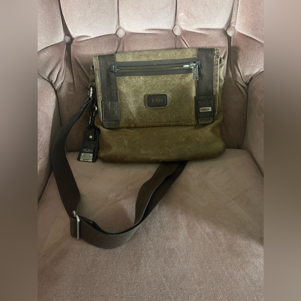 Tumi alpha bravo brown leather messenger bag